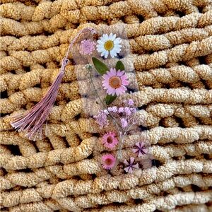 Floral Bookmark with Pink Tassel